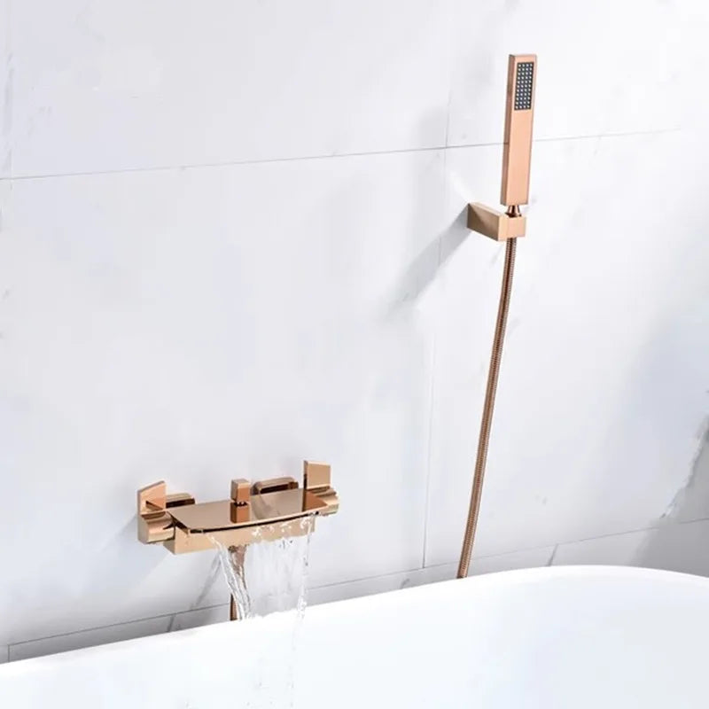Tuqiu Rose Gold Bathtub Shower Faucet Brass Bathtub
