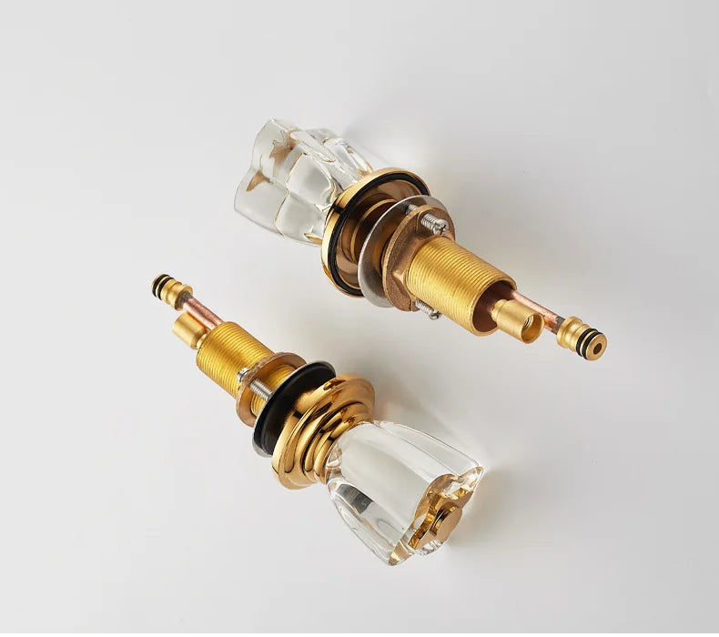 French Brass Bathroom Gold Three-Hole Basin Faucet Cold