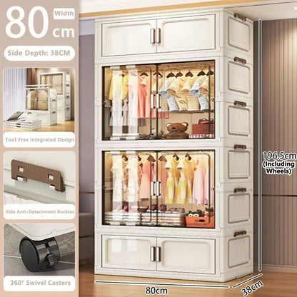 Multi-Functional Folding Storage Cabinet Doors White/Black/Gray