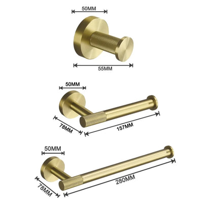 Bathroom Hardware Brushed Gold Knurled Brass Kit Towel