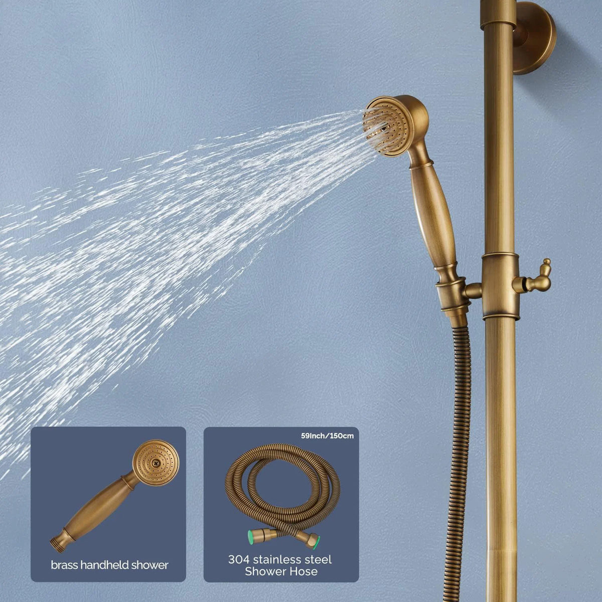 Kemaidi Antique Shower Bathroom Bath Shower Faucet W/Shelf