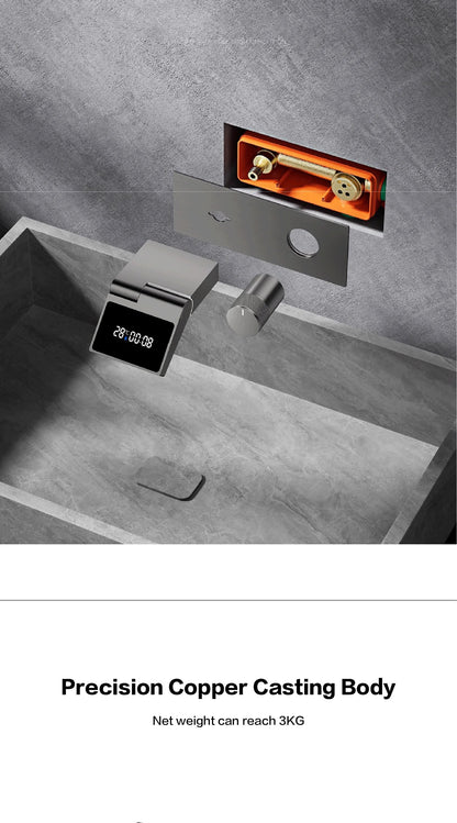 Luxury Gun Gray Brass Wall Mounted Bathroom Faucet