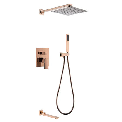 Tuqiu Bathroom Shower Rose Gold Square Rainfall Shower