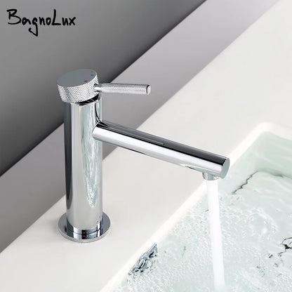 Solid Brass Gold Basin Faucet Hole Handle Cold