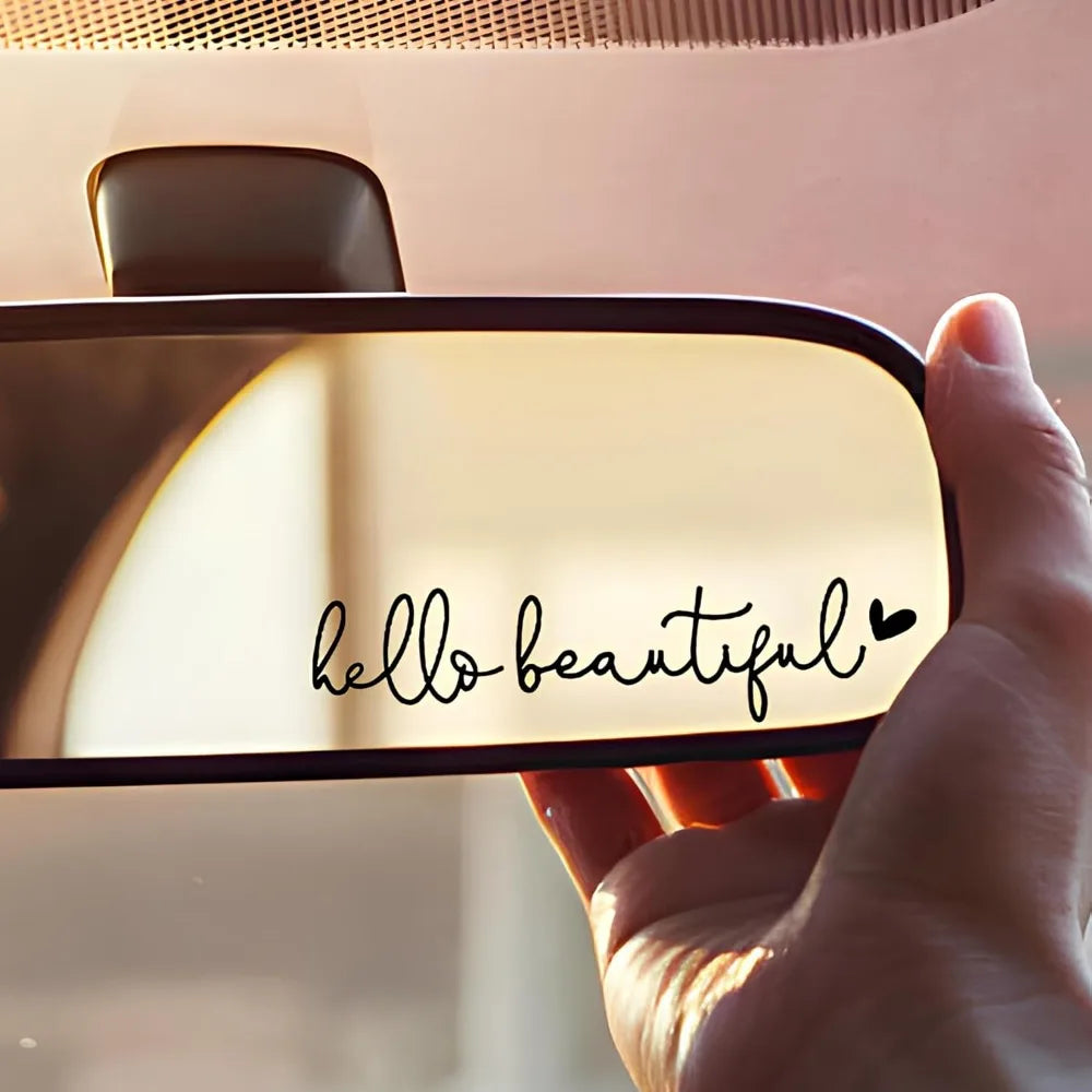 1pc Hello Beautiful Car Rearview Mirror Vinyl Decals