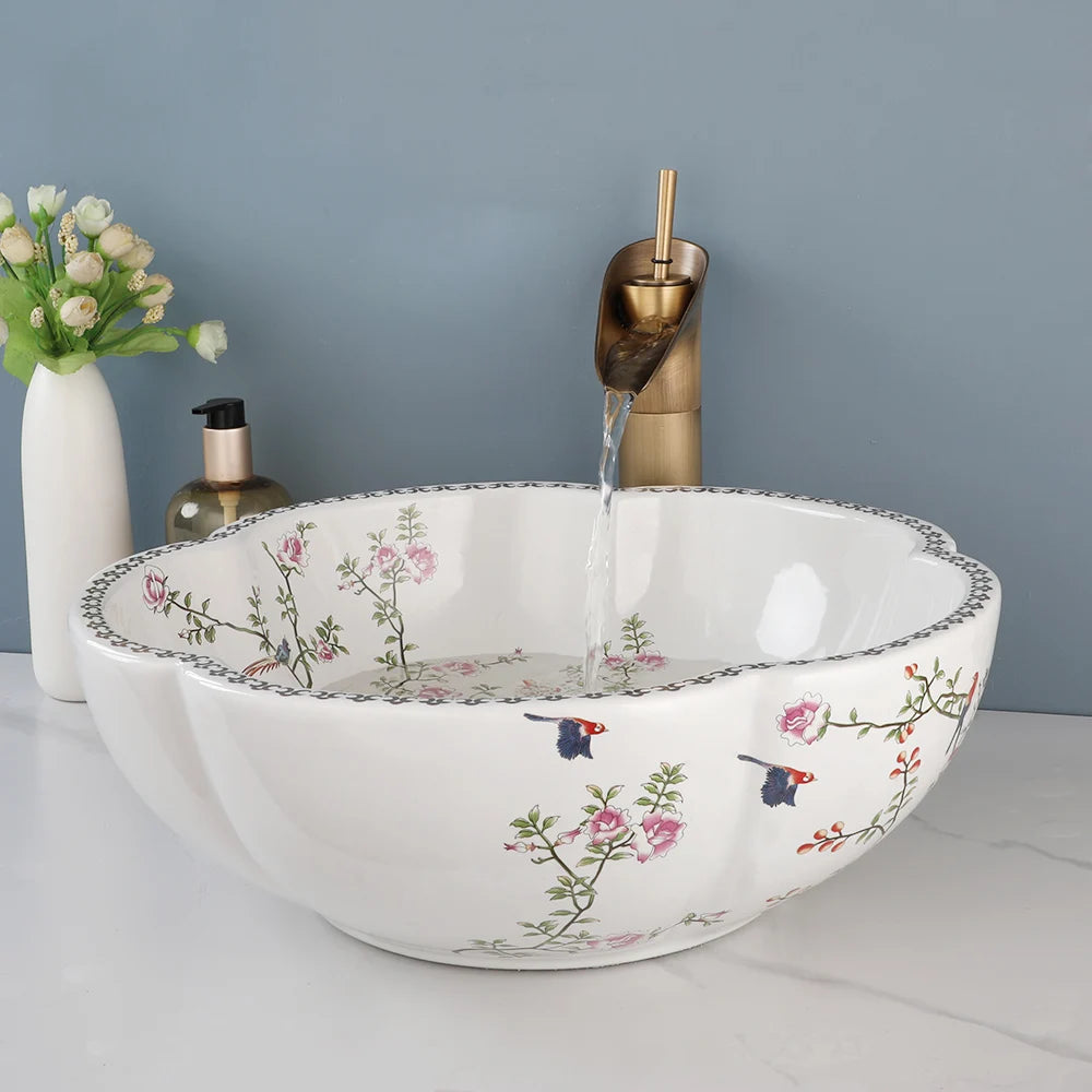 Zappo Above Counter Ceramic Vessel Sink Bathroom Round
