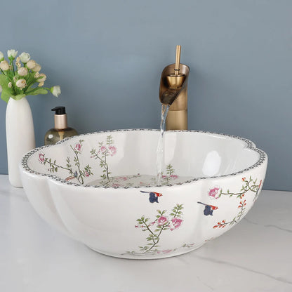 Zappo Above Counter Ceramic Vessel Sink Bathroom Round