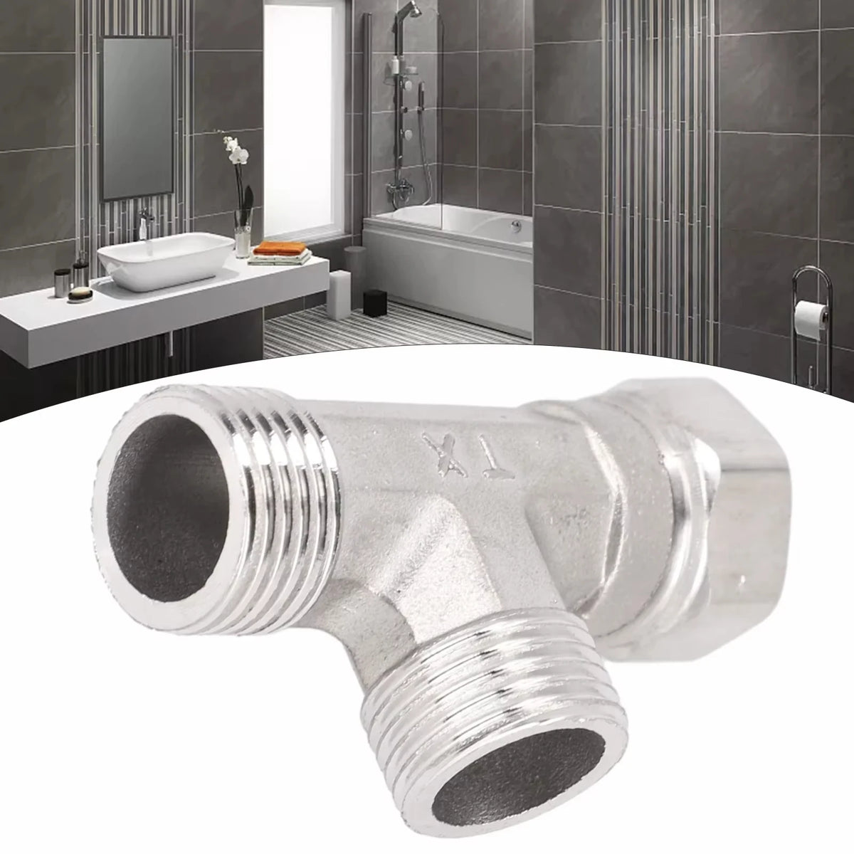 G1/2 Way T-Adapter Bathroom Shower Faucet Water Spliter