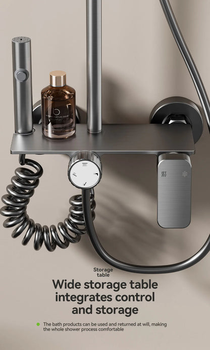 Restrooms Gunmetal Gray Aluminum Shower System Rotary Knob