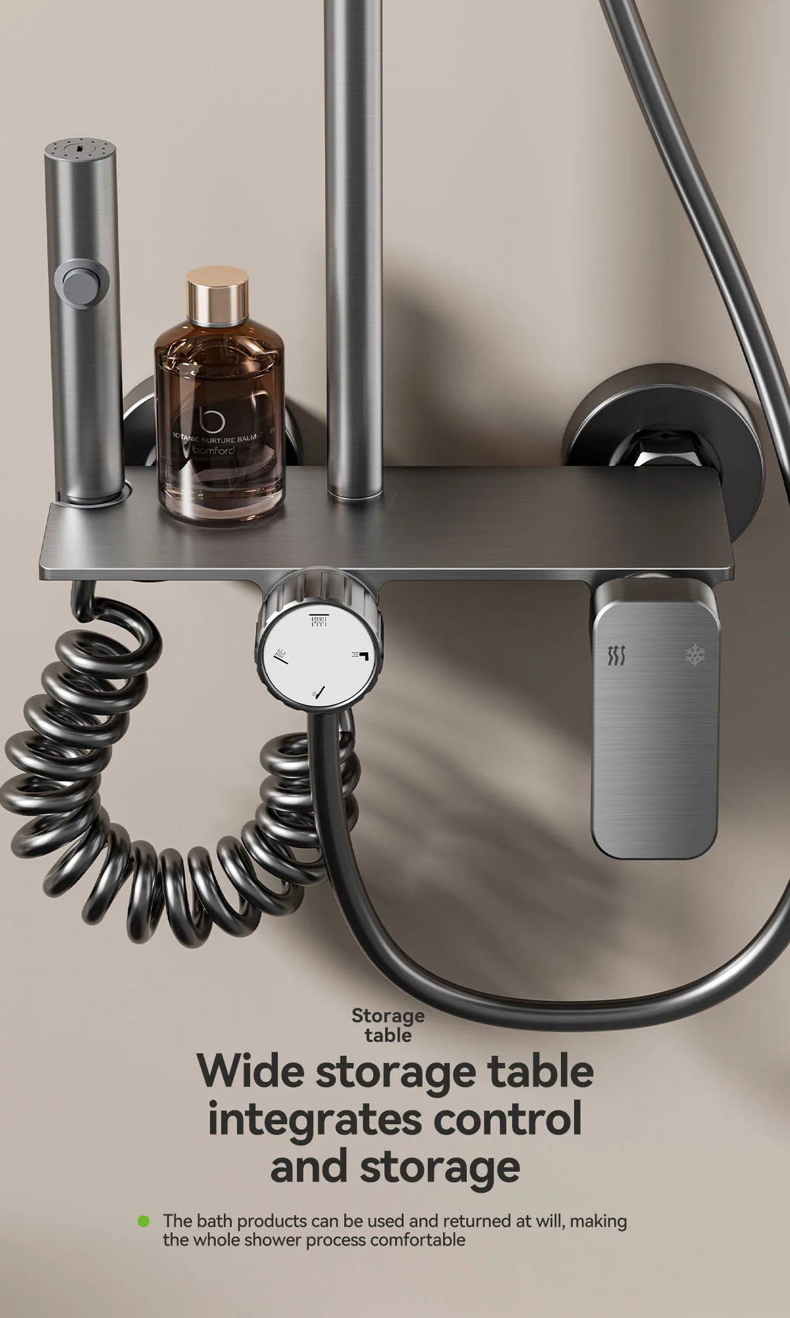 Bathroom Shower System Cold Water Rotary Knob Pressurize