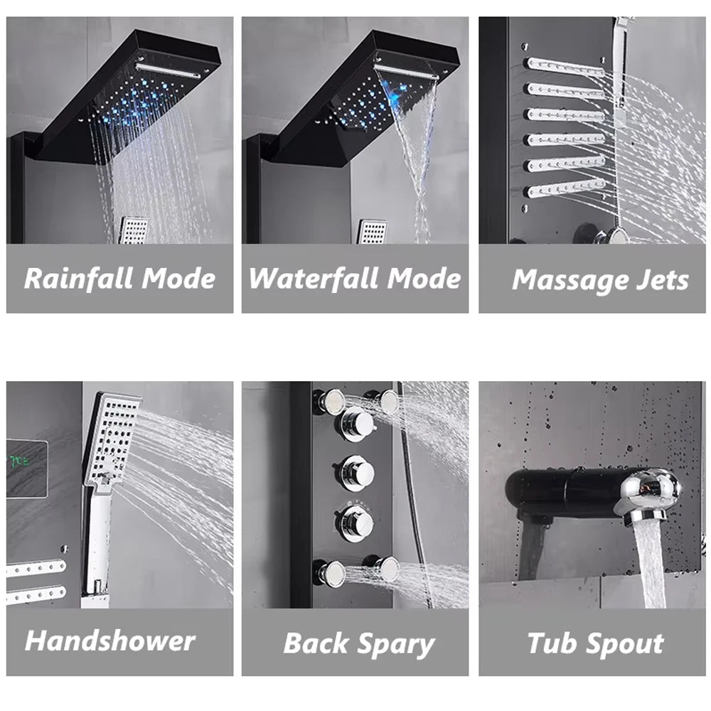 Shower Panel Tower System Rain Waterfall Shower Column