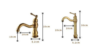 Antique Brass Basin Faucet 360 Rotation Handle Deck