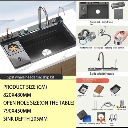 Digital Fly Rain Waterfall Sink Embossed Nano 304