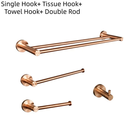 Brushed Rose Gold Bathroom Towel Rack Tissue Rack