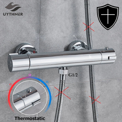 Chrome Thermostatic Shower Faucets Bathroom Thermostatic Mixer