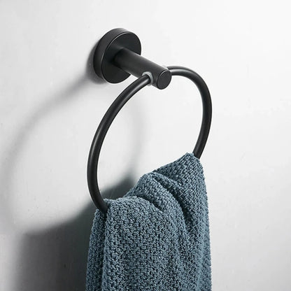 Towel Ring Black/Brushed Gold Stainless Steel Wall Hanging