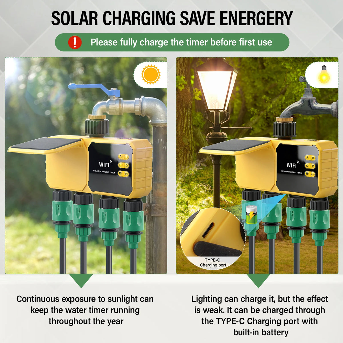 Yieryi Solar Wifi Smart Water Timer Zone Independent