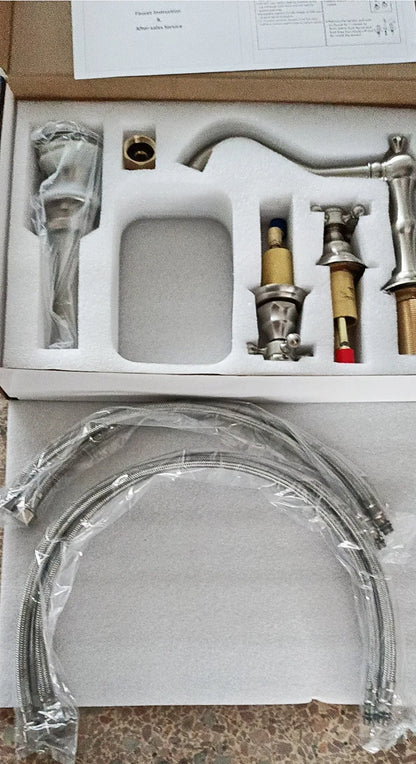 Widespread Bathroom Sink Faucet Hole Deck Mounted Dual