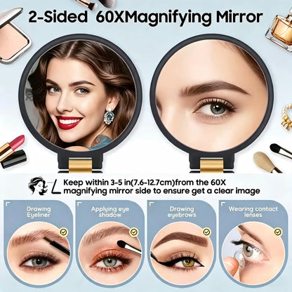 60x Double-Sided Handheld Magnifying Mirror 1x/80x Hd Makeup