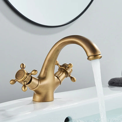 Deck Install Antique Brass Basin Faucet Bathroom Basin