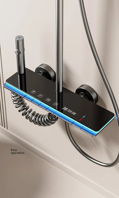 Grey Four Mode Shower System Intelligent Digital Bathroom