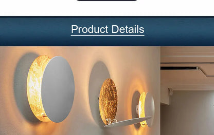 Modern Texture Designer Round Wall Lamp Rotatable Black