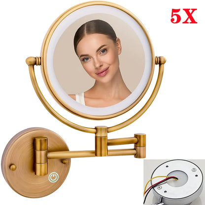 Brushed Gold Led Folding Touch Bathroom Mirrors Of