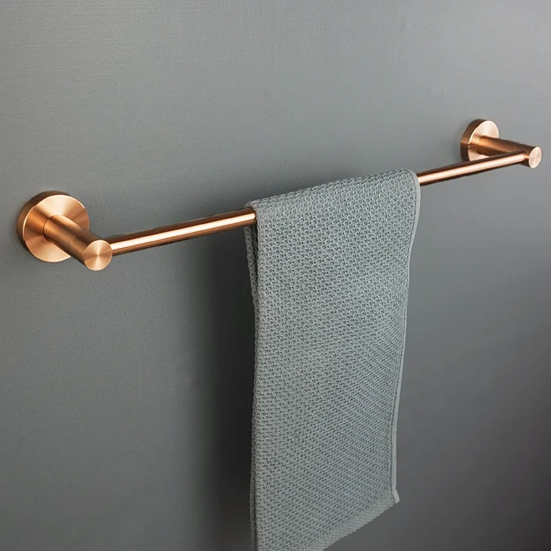 Brushed Rose Gold Bathroom Towel Rack Tissue Rack