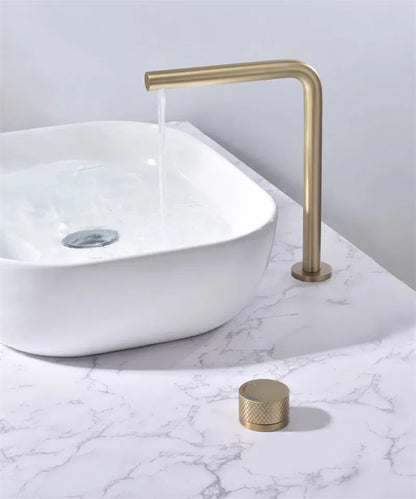 Brushed Gold Bathroom Faucet Two Holes Gun Grey