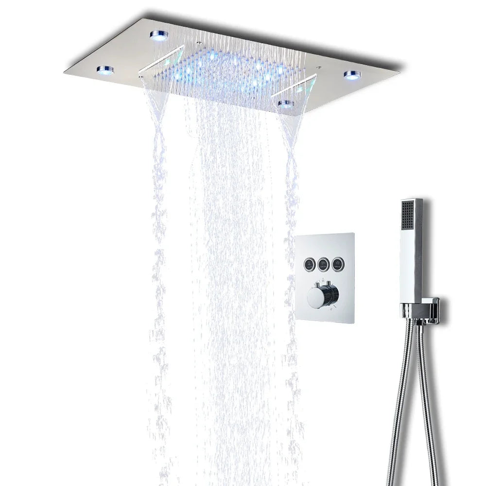 Ceiling Led Rainfal Shower Head Smart Remote Control