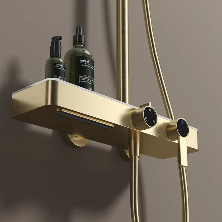 Brushed Gold Bathroom Shower Quality Brass Cold Bathroom
