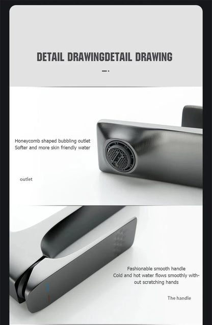Brass Core Modern Bathroom Sink Faucet Handle Deck
