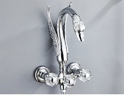 Ellen Bathtub Faucet Gold Swan Hand Shower Wall