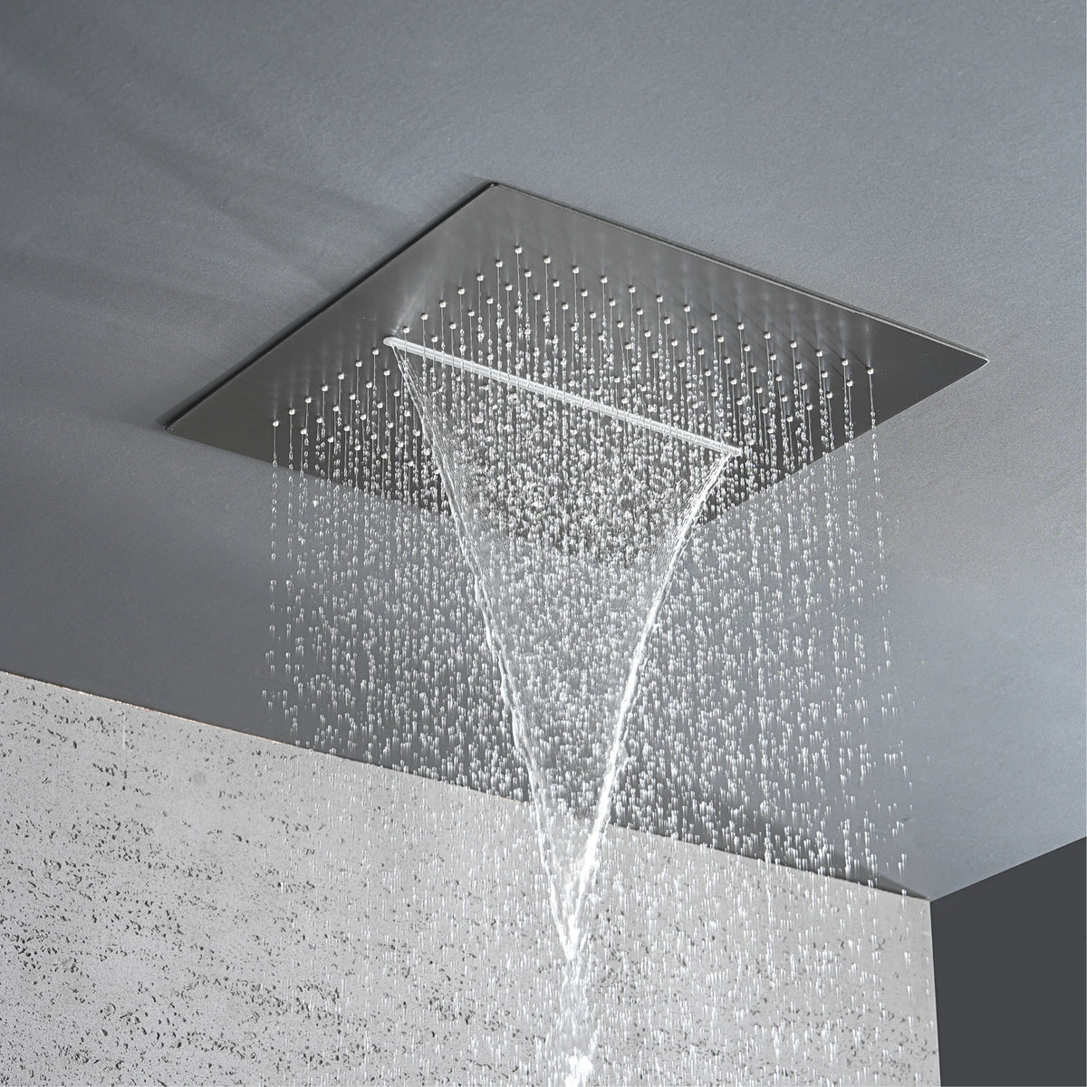 Luxury Gun Gray Brass Shower System Led Digital