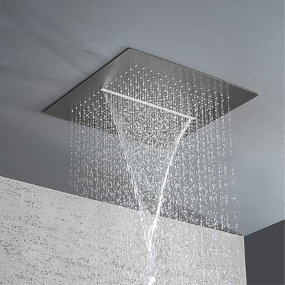 Luxury Gun Gray Brass Shower System Led Digital