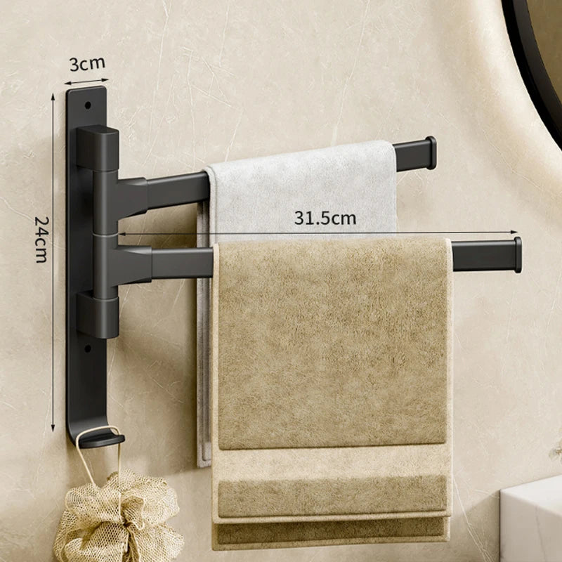 Bathroom Towel Rack Rotatable Towel Holder Space Aluminum