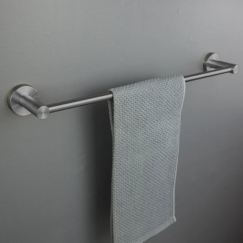 Grey Bathroom Hardware Kit Stainless Steel Round Wall