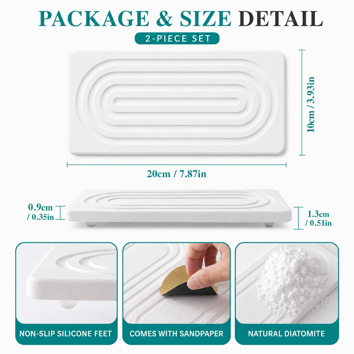 Pack Diatomite Tray Fast Drying Stone Sink Organizer