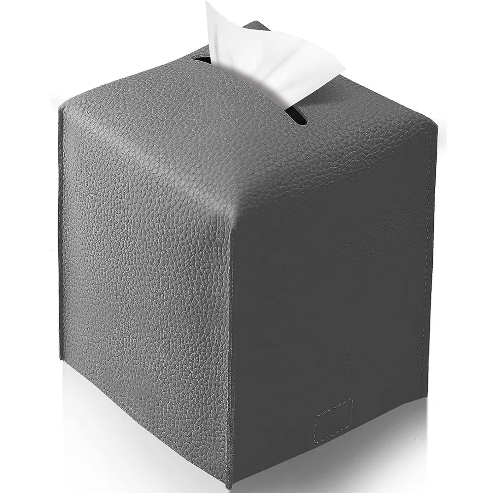 Modern Pu Leather Square Tissue Box Cover Holder-Decorative