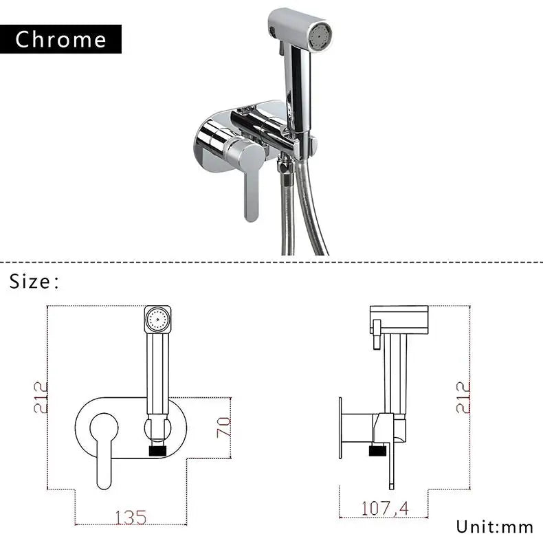 Brass Wall Mount Toilet Bidet Sprayer Faucet Cold