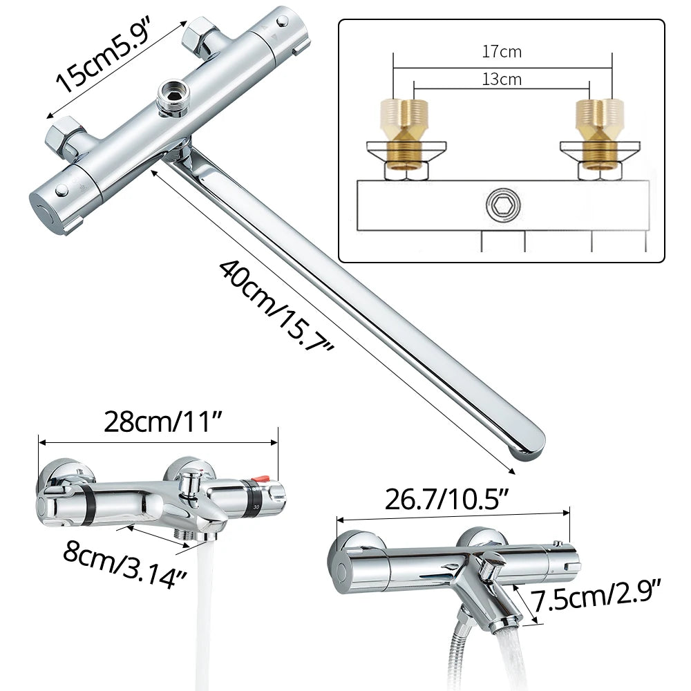 Chrome Thermostatic Shower Faucets Bathroom Thermostatic Mixer