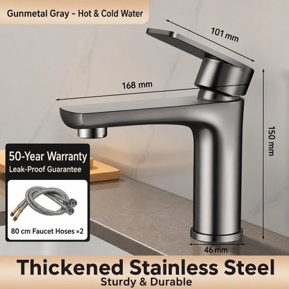 304 Stainless Steel Bathroom Sink Faucet Cold Mixer