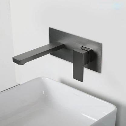 Modern Brass Wall Mount Bathroom Basin Faucet Hidden