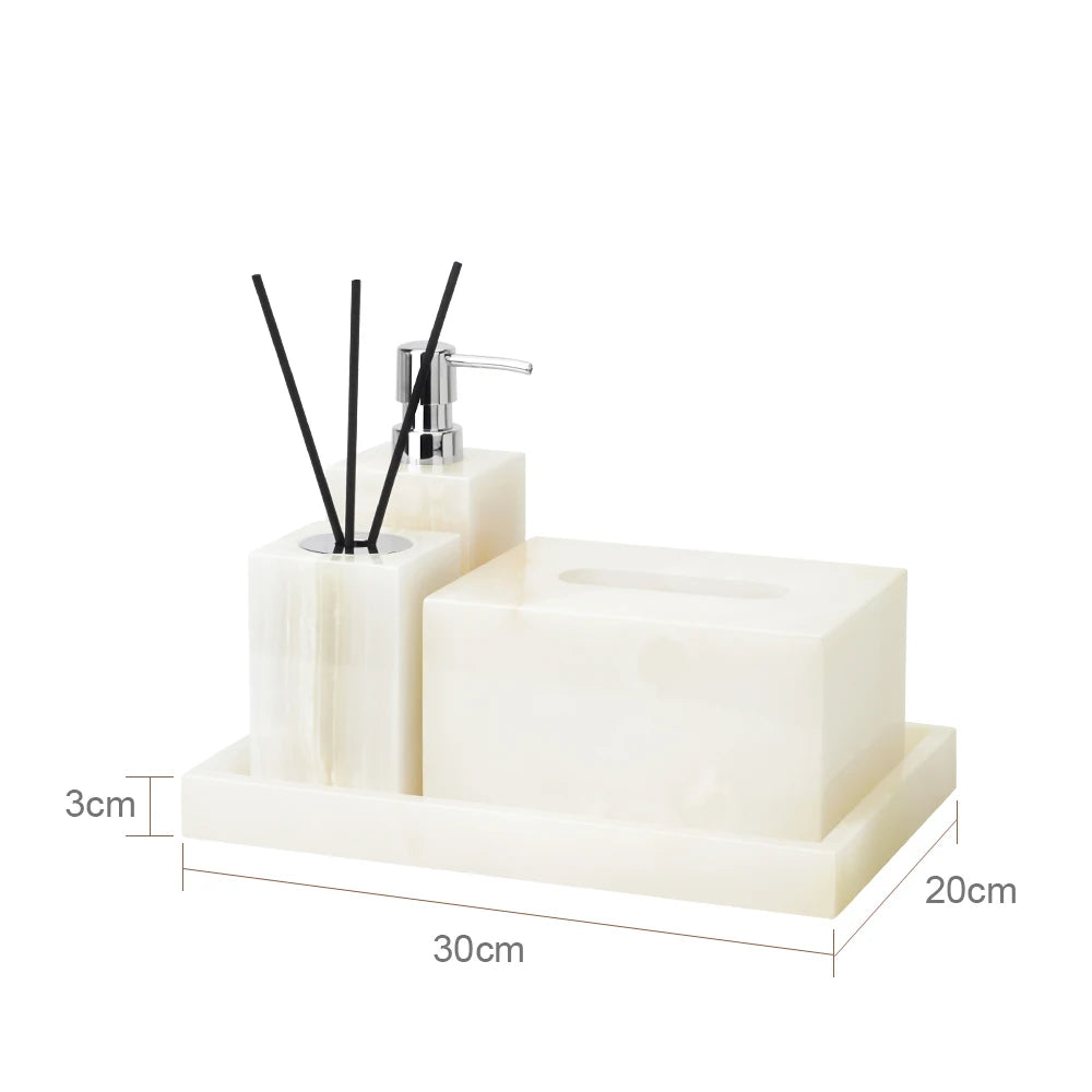 White Onyx Natural Marble Bathroom Luxury Soap Dispenser