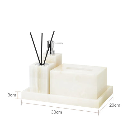 White Onyx Natural Marble Bathroom Luxury Soap Dispenser