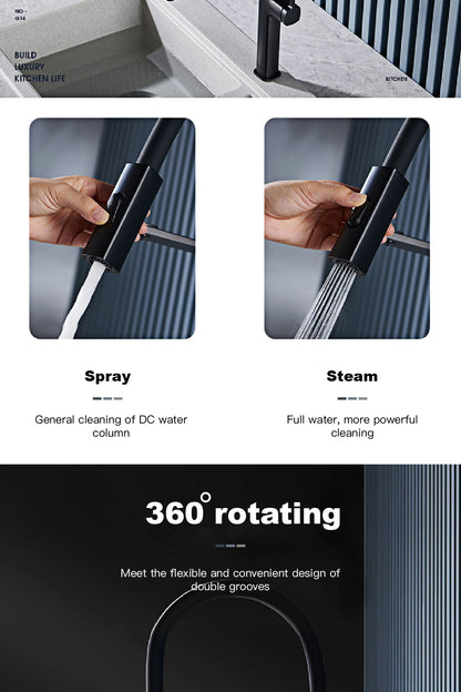 Luxury Black Brass Faucet Simple Design Magnetic Suction