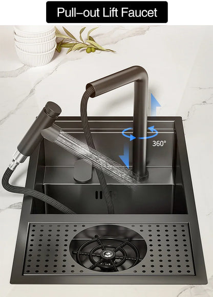 Asras Nano Black Small Size Sink Cup Washer