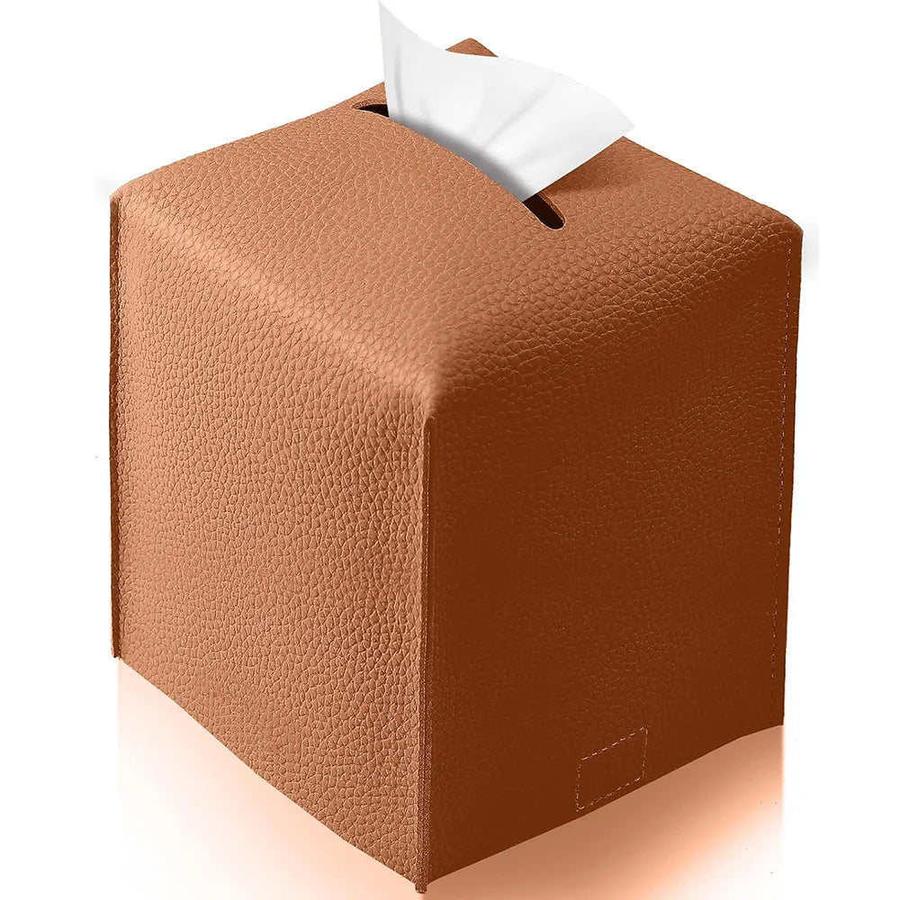 Modern Pu Leather Square Tissue Box Cover Holder-Decorative
