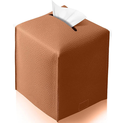 Modern Pu Leather Square Tissue Box Cover Holder-Decorative