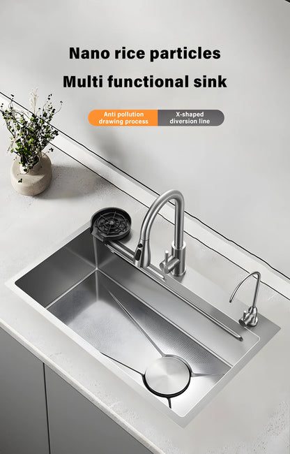 Silver Nano Embossed 304 Stainless Steel Sink Large